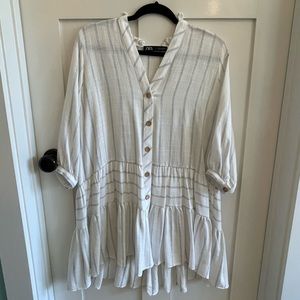 Zara striped high low dress
